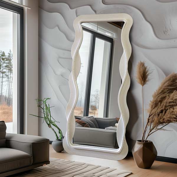 Artemis - Large Wide Arched Rattan Framed full Length Floor Mirror -180cm x 100cm. Sold by Mirror Geelong @ClearanceBuzz