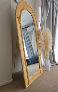 Artemis - Large Wide Arched Rattan Framed full Length Floor Mirror -180cm x 100cm. Sold by Mirror Geelong @ClearanceBuzz