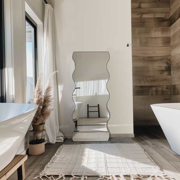 Artemis - Large Wide Arched Rattan Framed full Length Floor Mirror -180cm x 100cm. Sold by Mirror Geelong @ClearanceBuzz