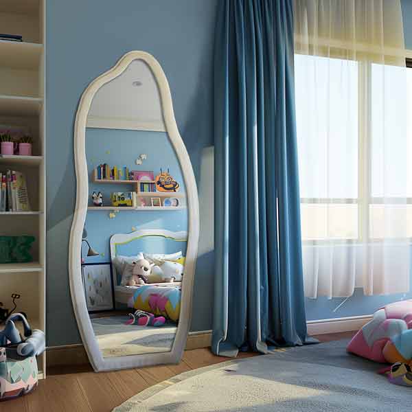 Venus -Wavy art Full Length Floor Mirror with Flannel Wrapped Wooden Frame, 180cm x 70cm, sold by Mirror Geelong @Clearancebuzz